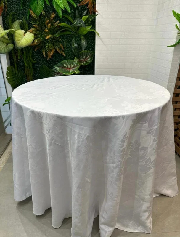 Toalha Redonda de jackard branco