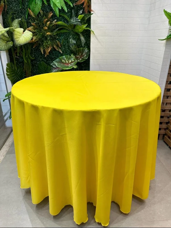 Toalha Redonda de oxford Amarela